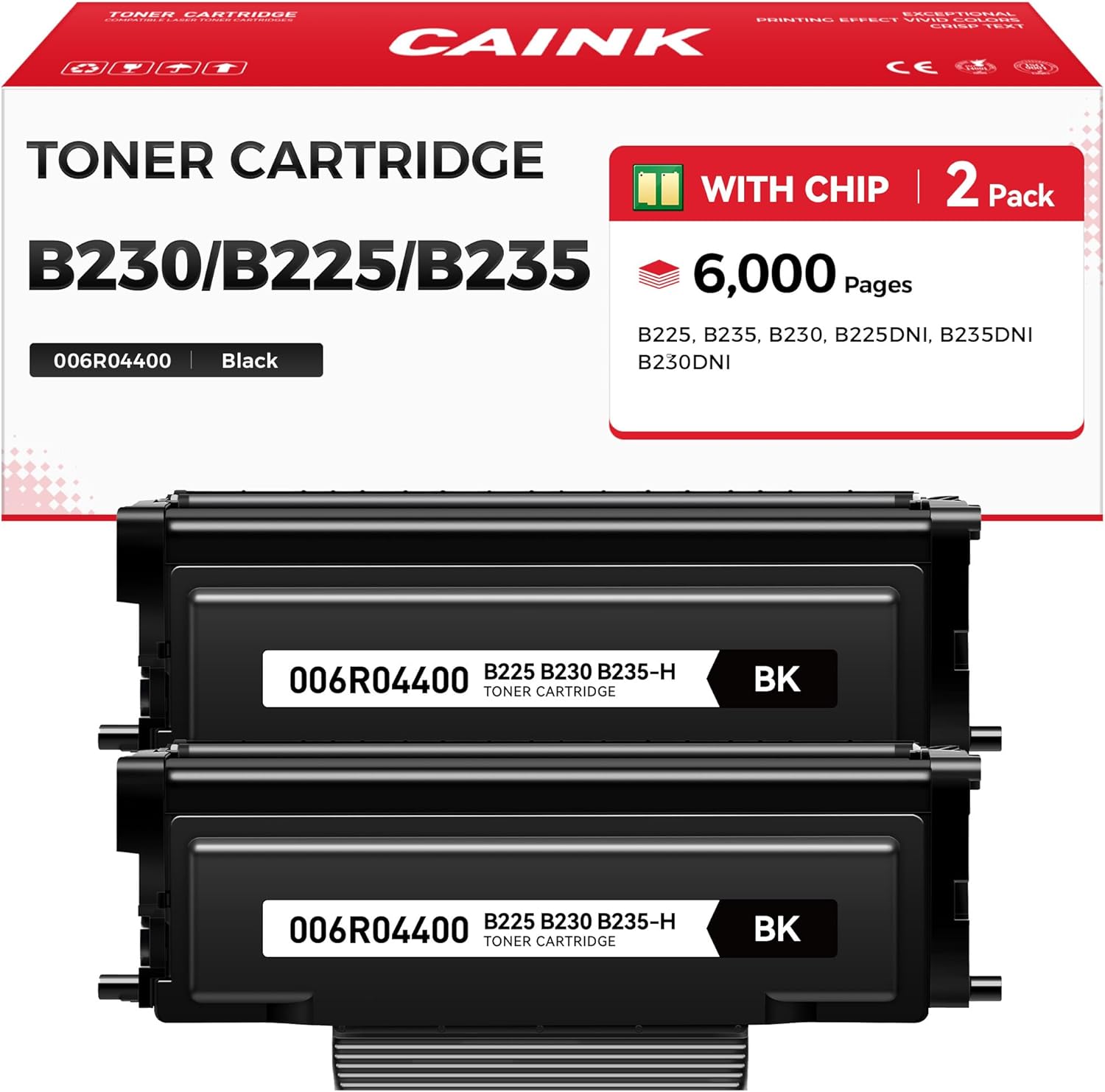 B230 B225 B235 Black High Capacity Toner Cartridge 006R04400 2-Pack Replacement for Xerox 006R04399 006r04400 006r04401 Toner Compatible with Xerox B230 B225 B235 B230DNI B225DNI B235DNI Laser Printer