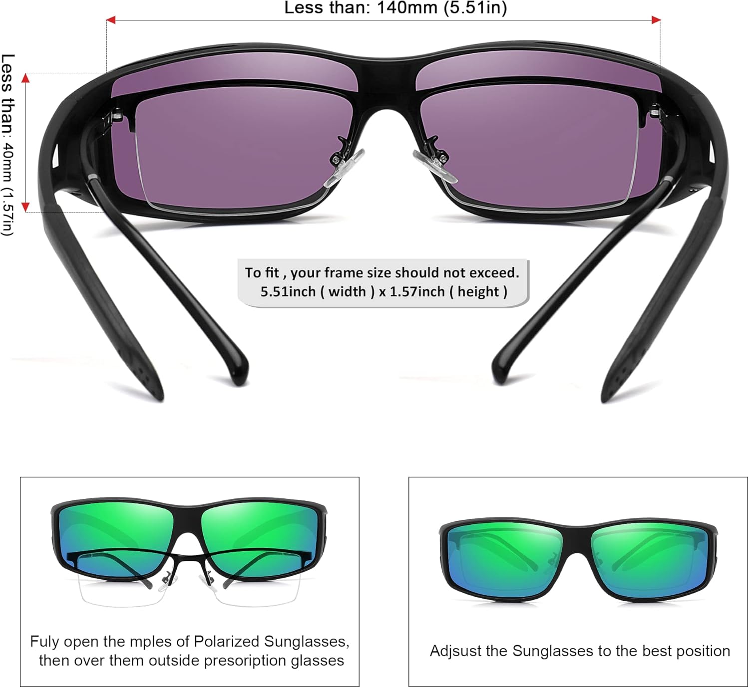 MEETSUN Fit Over Glasses Sunglasses for Men Women,Wrap Around Sunglasses Polarized UV400 Protection - Image 4