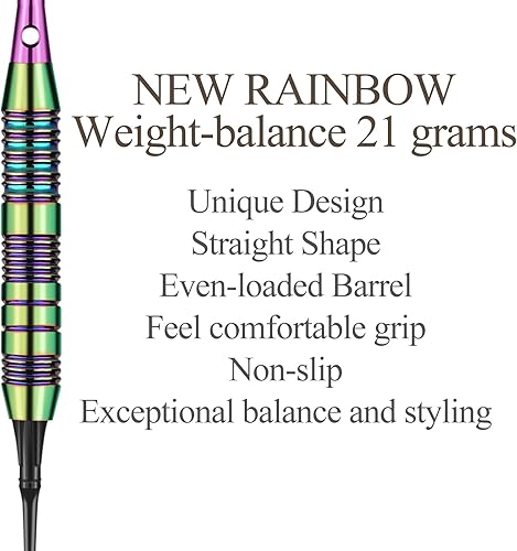 Miniatura 4 de sanfeng Juego de puntas de plástico para dardos  0.63 oz 0.74 oz colorido arco iris punta suave dardos 50 juntas tóricas antisueltas 6 ejes