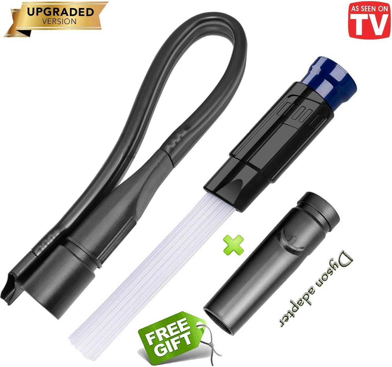 Universal Vacuum Attachments&Flexible Crevice Tool,Duster Cleaning Tool for Car,Corners,Keyboards, Drawers,Pets,Air Vents,Dyson Adapter Included