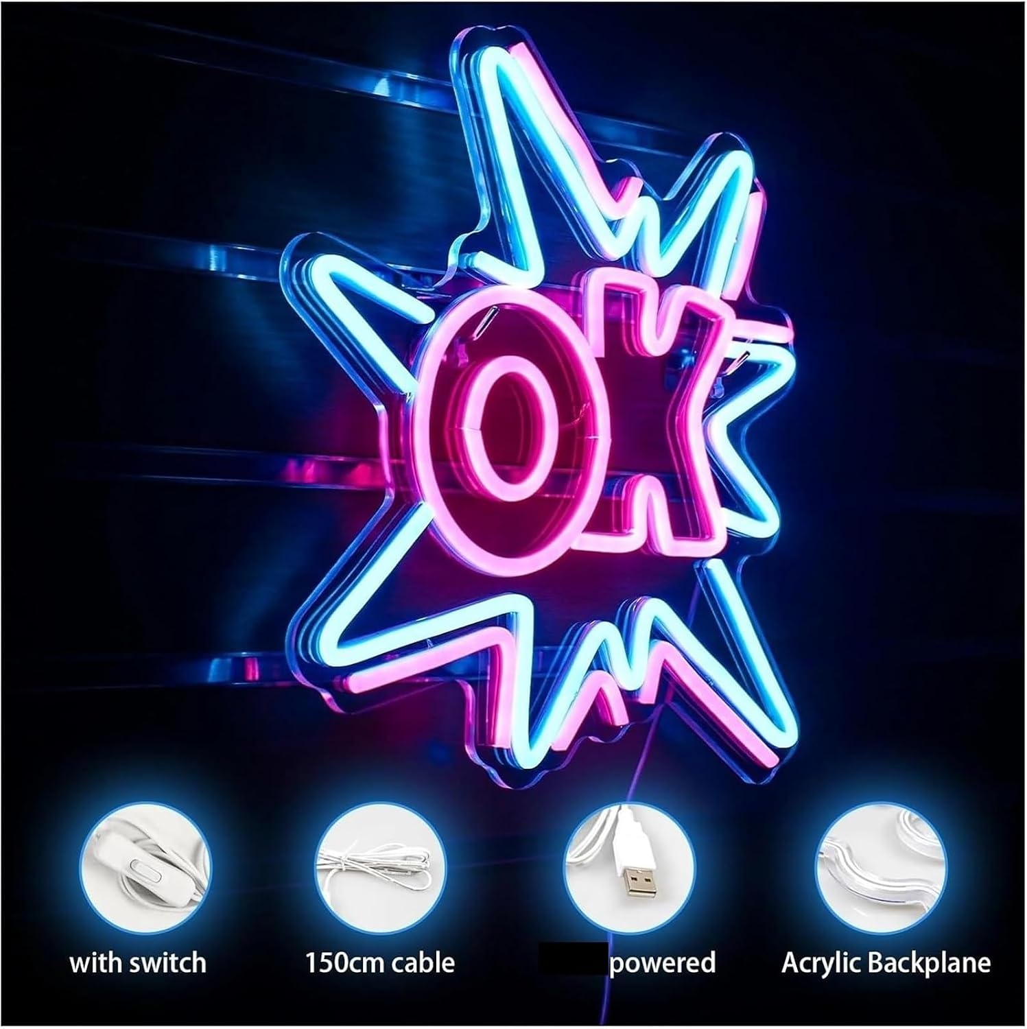 Neon Sign Lights Ok Light Home Cool Bedroom Bar Club Party Decoration image 5