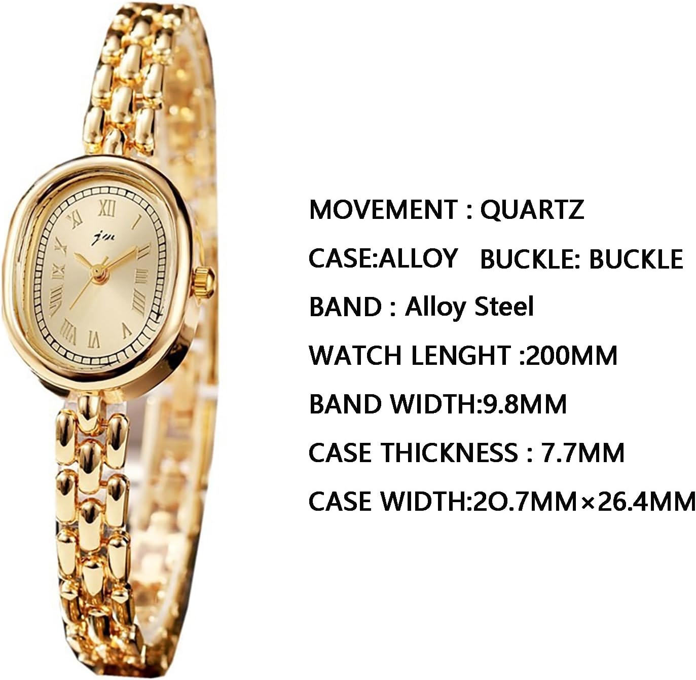 PASOY Women’s Bracelet Watch Small Face – Elegant Oval Quartz Analog Wristwatch with Metal Link Band, Gold & Silver Options, Slim Roman Numeral Dial Dress Watch for Ladies