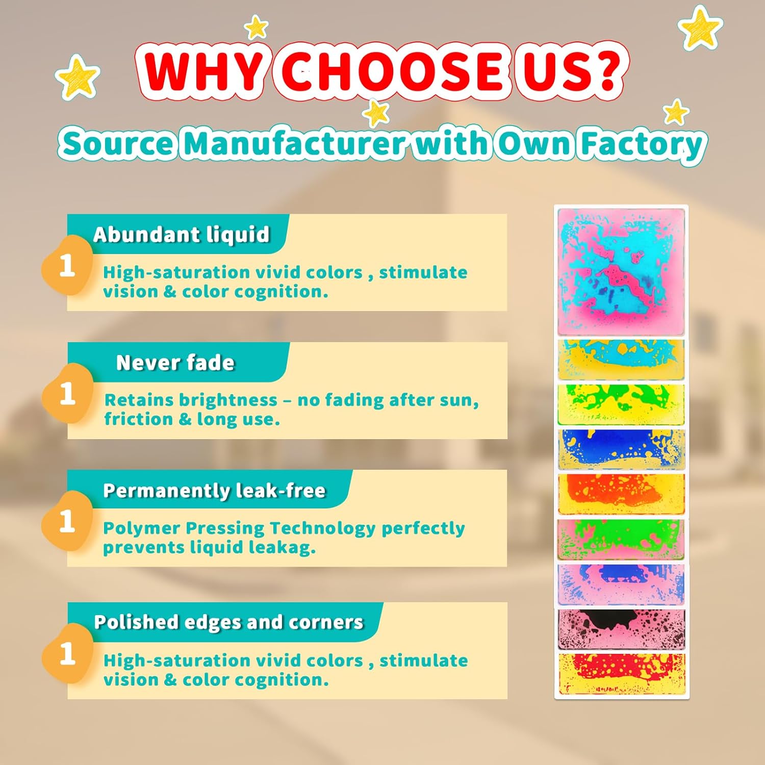 Sensory Floor Tiles for Kids: Liquid Fusion Activity Mat 9 Pack with One-Piece Glue-Free Sealing - Educational Fun Water Play Mats - Autistic Toddler Calming Toys for Indoor Early Learning（12x12inch）