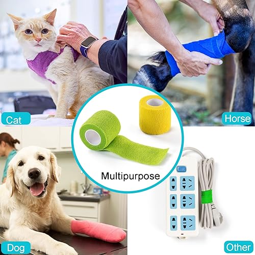 Miniatura 7 de Paquete de 16 vendajes autoadhesivos de 2 pulgadas x 5 yardas, varios colores, transpirable, autoadherente para deportes, cinta de muñeca y tobillo,