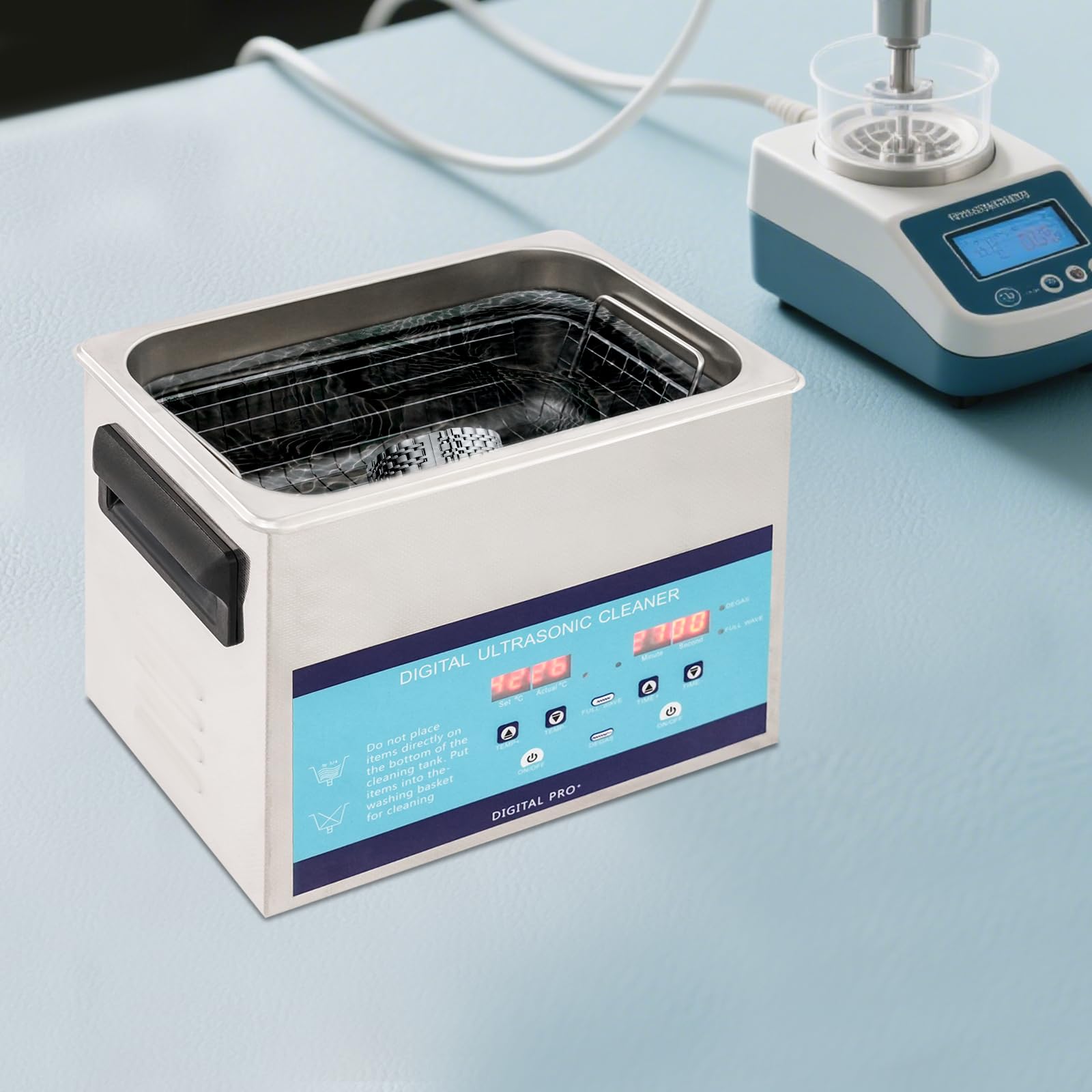 Dispositivo de limpieza por ultrasonidos, limpiador ultrasónico, limpiador de joyas, limpiador industrial para laboratorio, joyas, piezas de reloj, gafas, con depósito de 3 L