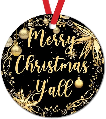 Miniatura 49 de Tree Decoration Ornaments Merry Christmas Y'all Ceramic Ornament Xmas Keepsake Gold Snowflake Ball Wreath Christmas Decor Welcome Winter Xmas