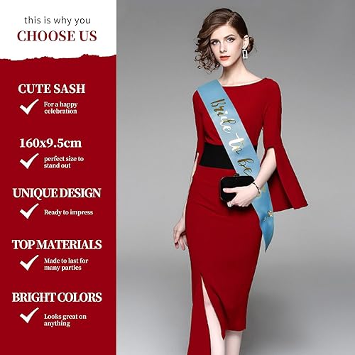 Miniatura 4 de Decoraciones de despedida de soltera, banda de novia para despedida de soltera, decoración de despedida de soltera, banda azul + oro rosa, regalos