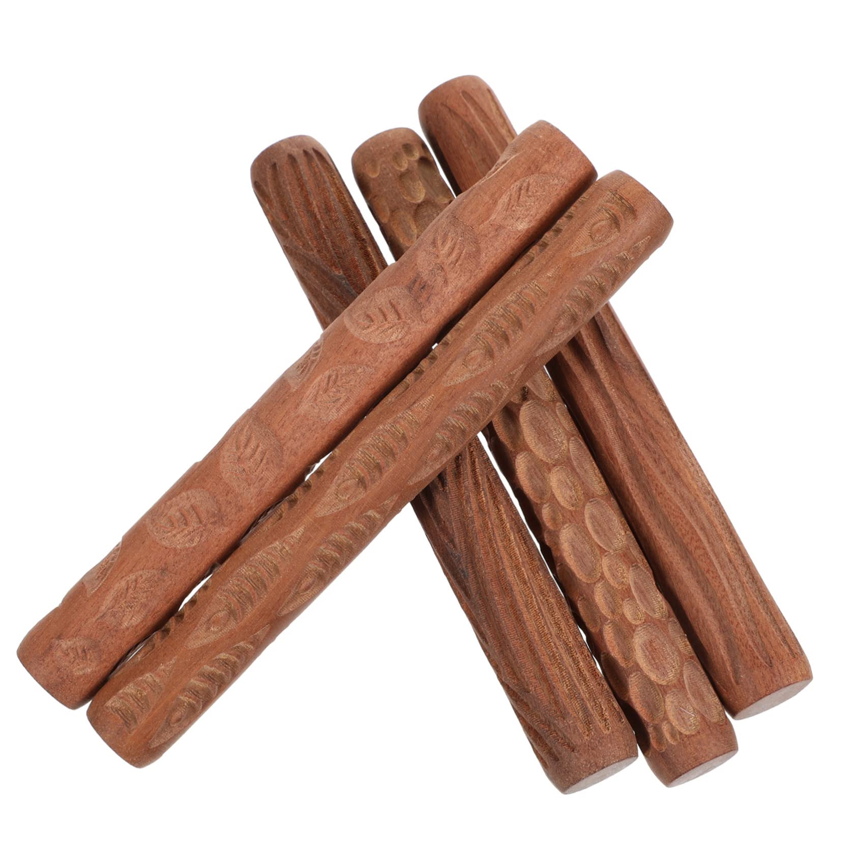 Ciieeo 5pièces Modeler Argile avec Manche Bois Texturé pour Poterie Outils De Modelage Argile à Pâtisserie pour