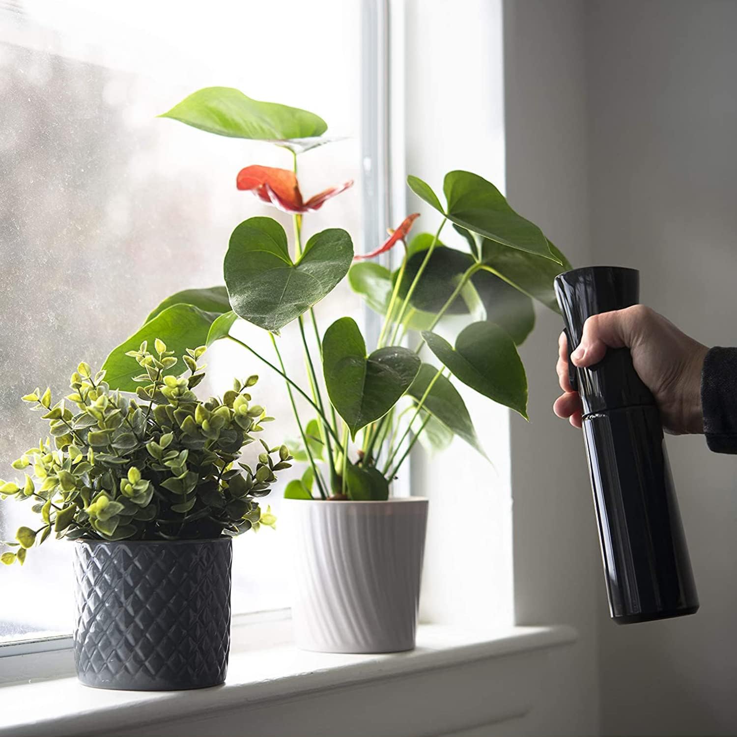 Pakchoice 2 Pack Continuous Spray Bottle Mister - 10.1 oz/300 ml, Refillable Fine Mist Spray Bottle for Hair Styling, Plants, Cleaning, Salons & Skin Care - Plastic Mister Spray Squirt Bottle, Black - Image 7