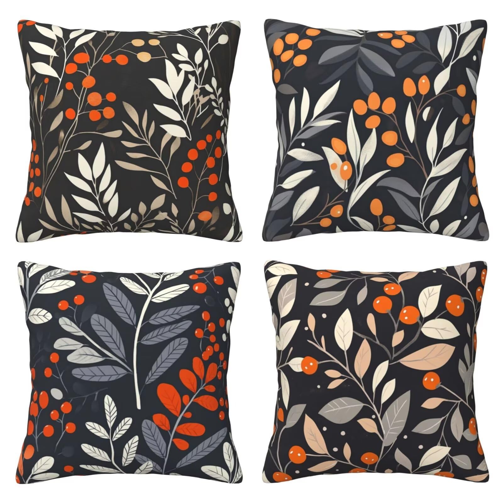 Housses de coussin en lin 60x60 cm de qualité supérieure motif végétal