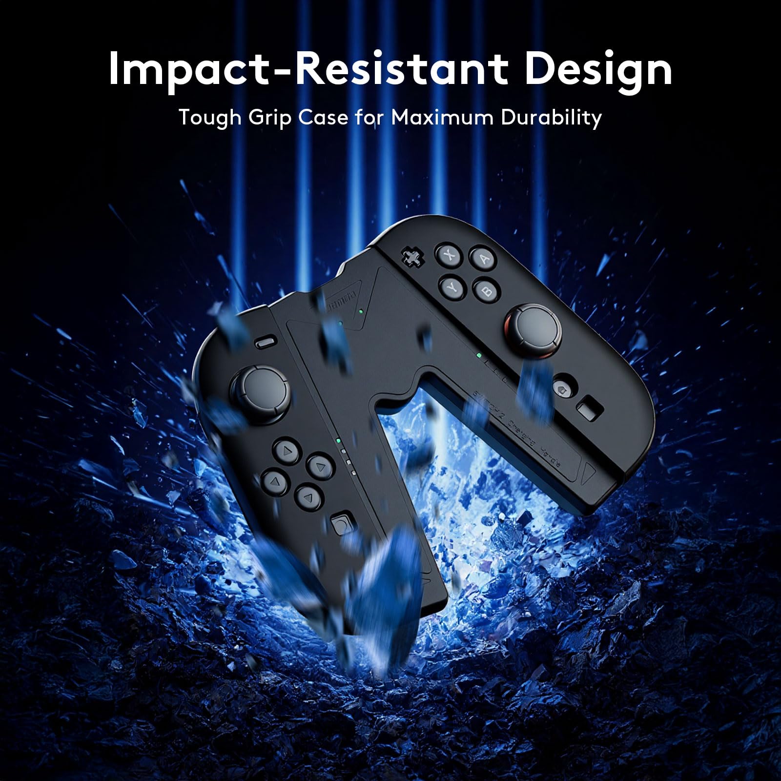 JEMDO Magnetische Joy Con 2 Aufladehalterung mit 2 Grip Case kompatibel mit Nintendo Switch 2, Ergonomische Controller Halterung mit Ladegerät, LED-Anzeige, USB-C Kabel Reisegeeignet, Schwarz