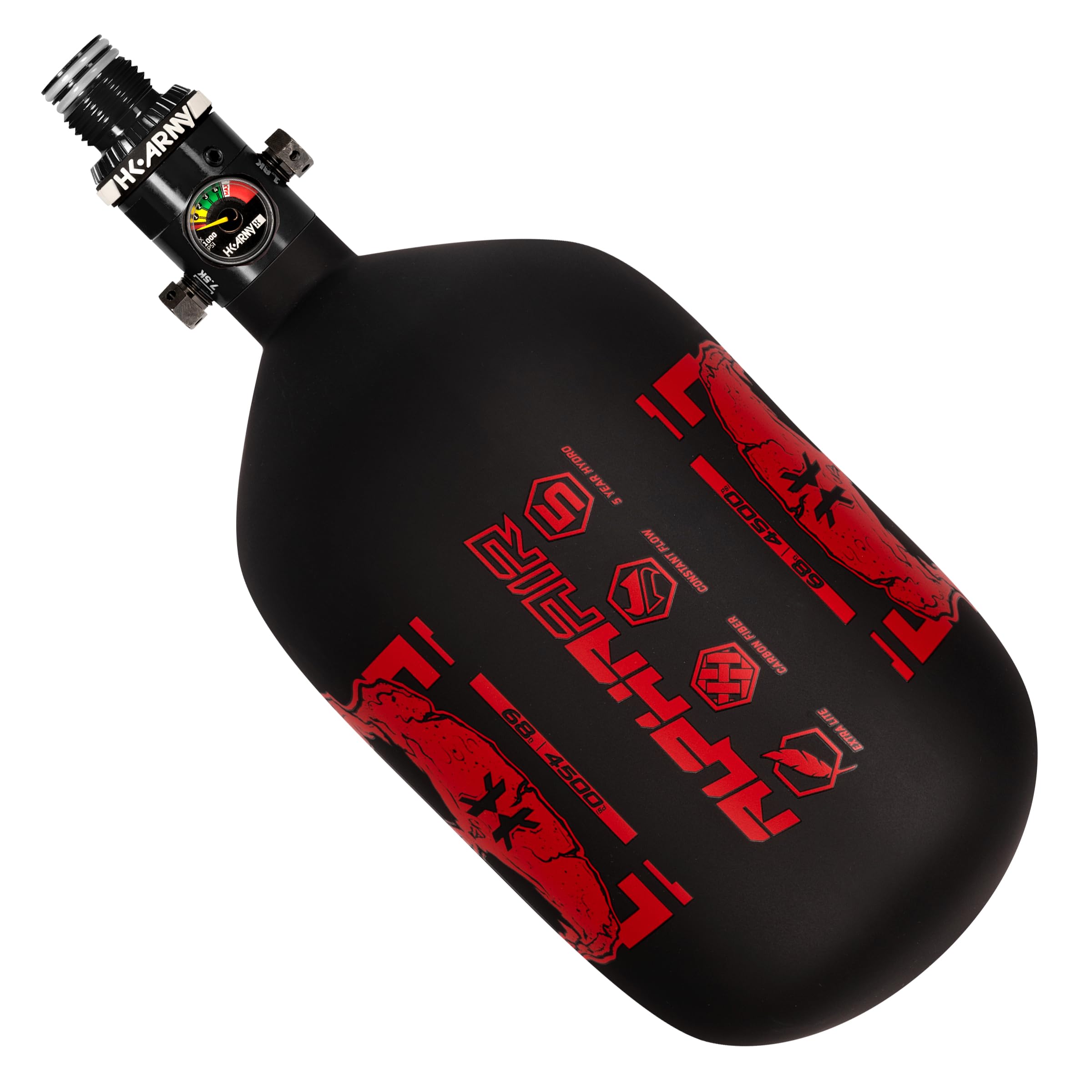 HK Army HPA Paintball Tank - Lightweight Alpha Air Carbon Fiber Compressed Air Tank - 15ci/48ci/68ci/77ci/88ci/99ci - 4500 psi