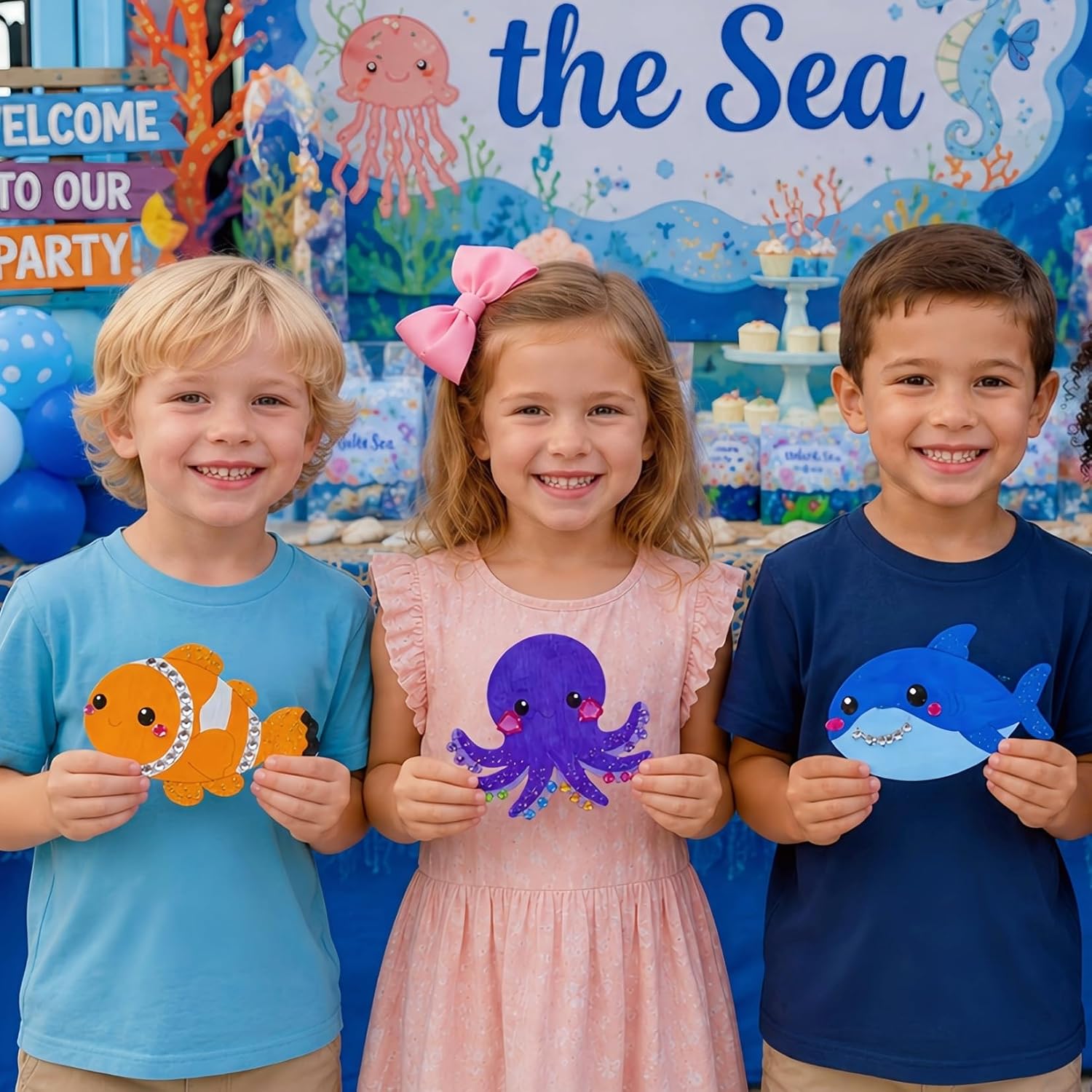 VENUSFIT Under the Sea Party Favors for Kids - 12 Pack Pre-Packaged DIY Sea Animal Painting Craft Kits, Birthday Goodie Bag Fillers, Ocean Party Supplies, Gifts & Prizes for Boys and Girls Ages 4-8
