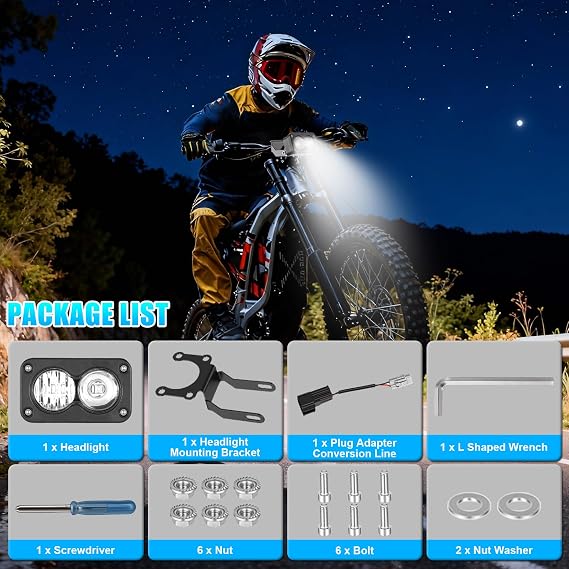 Motorcycle LED Headlight 10W Off-Road Spot Light with Bracket IP68 Rated Water-Resistant Compatible with Sur-Ron Light Bee X S Segway X260 Talaria Sting MX3 MX4 3 Inch White Light