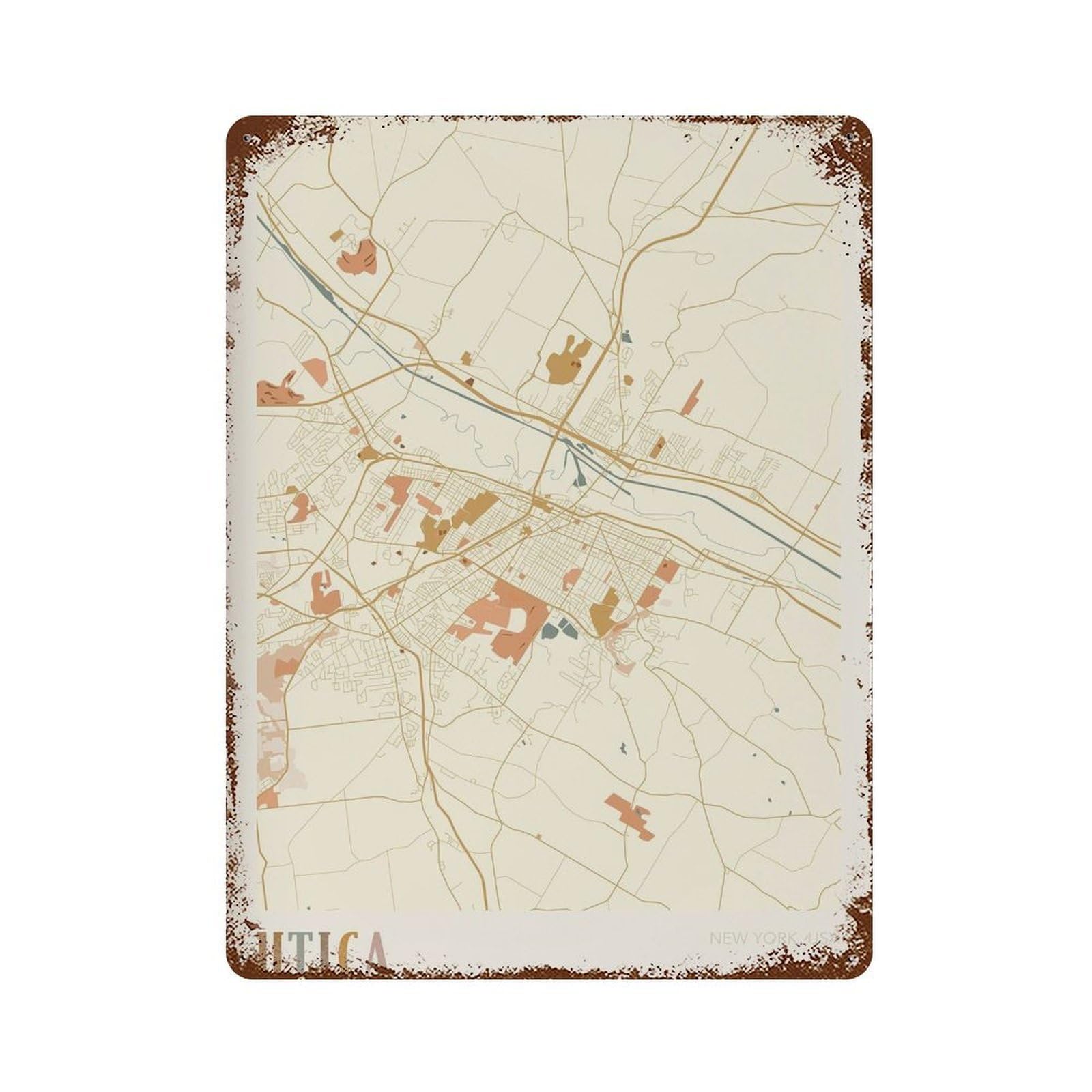 xiaoxiaoshen Utica Map New York Travel Gift Boho Wall Decor Art Metal Tin Poster Modern Home Decor Art Home Bar Shop Decorations Vintage Sign 40x30cm