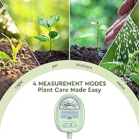 Vista 4 de Medidor de humedad del suelo, medidor de humedad 4 en 1 para plantas, probador de humedad, luz, nutrientes, pH, kit de prueba de suelo, ideal