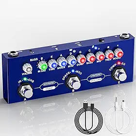 ANVAR M-VAVE Cuvave cube baby Baixo/bass pedaleira，Com 26 portas 7 sintonizadores modulares ajuste de excitação/equalização/efeito de compressão/efeito periférico/efeito espacial/IR/TUNER
