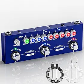 M-VAVE Cuvave cube baby VEDO Baixo/bass pedaleira，Com 26 portas 7 sintonizadores modulares ajuste de excitação/equalização/efeito de compressão/efeito periférico/efeito espacial/IR/TUNER
