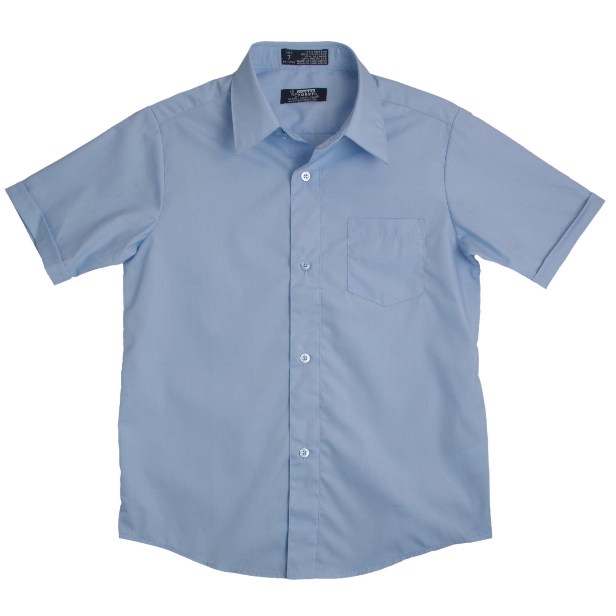 French Toast Uniforms Boys' Short Sleeve Dress Shirt (Light Blue 14 Husky)