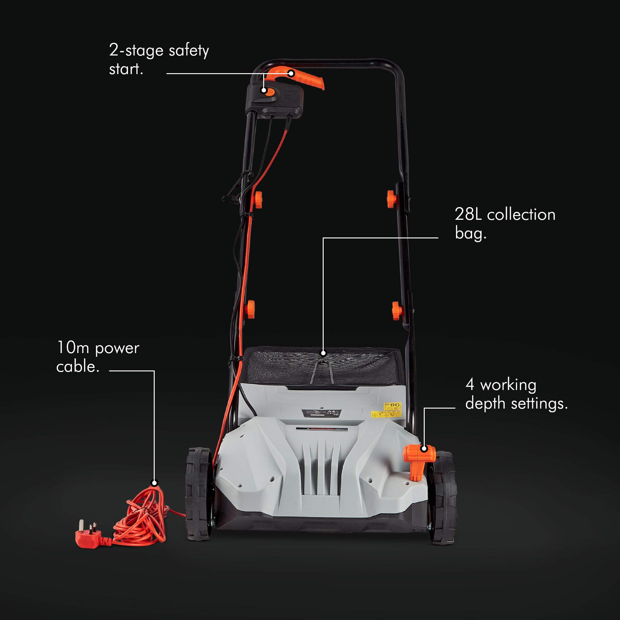 Buy VonHaus Electric Lawn Raker 1300W Garden Rake Removes Moss