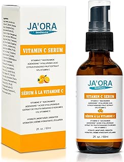 JA'ORA 15% Vitamin C For Face and Décolleté, With Niacinamide, Hyaluronic Acid, Adenosine, Citrus Fruits, Brightens, Smoot...