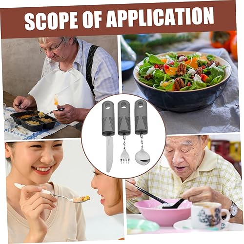 Miniatura 3 de 3 utensilios adaptativos con peso para ancianos con diseño de agitación de mano para un agarre cómodo, cubiertos ergonómicos para una alimentación