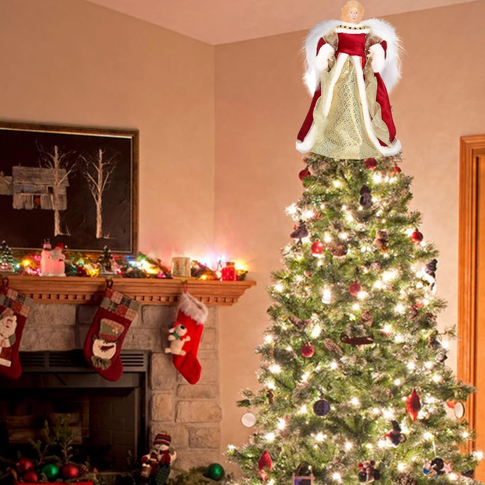 ángel Navideño 32cm Ángel Topper Para Árbol De Navidad 32cm - Plata Con  Luces LED árbol Luces Pilas, image size:1600x1600