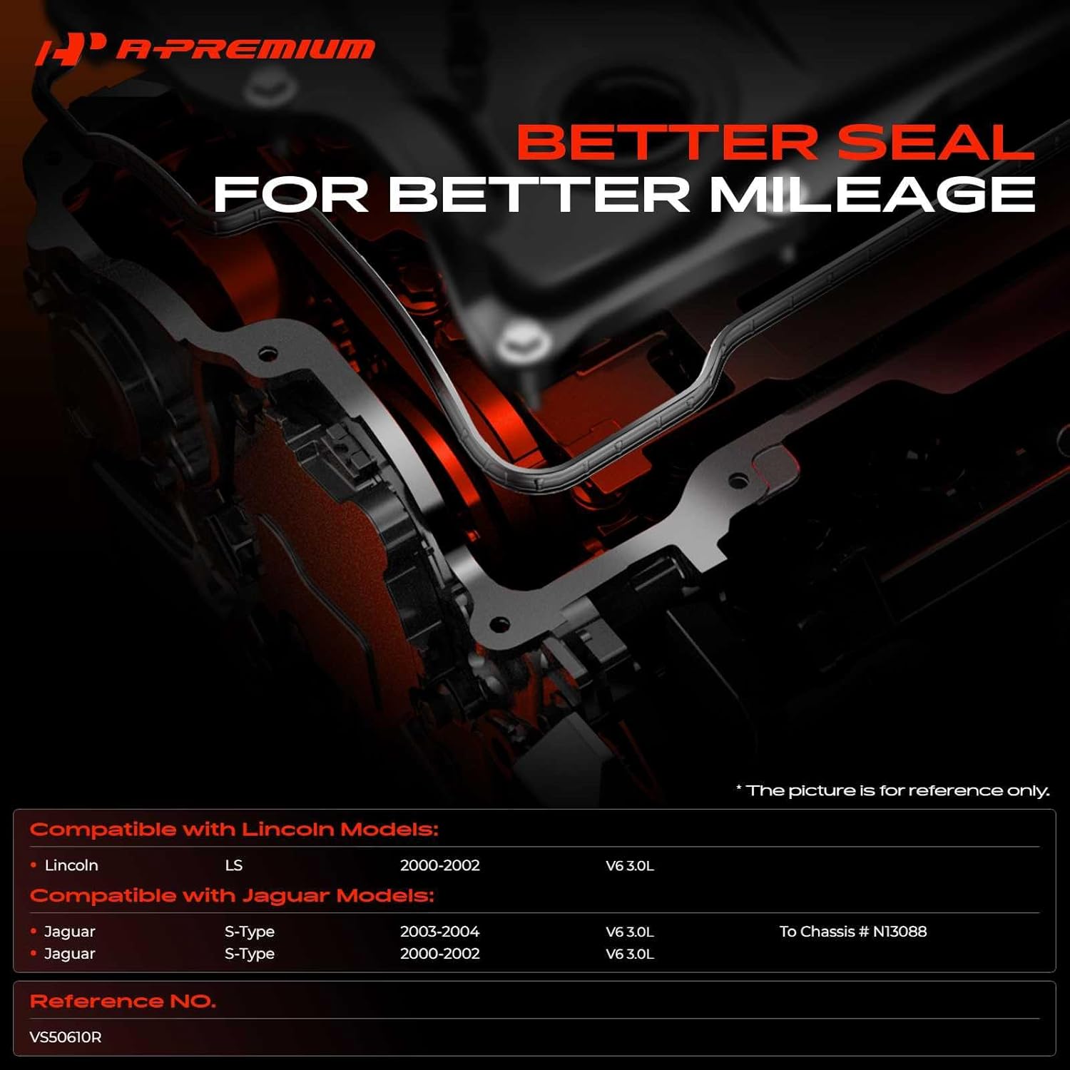 A-Premium Engine Valve Cover Gasket Set Compatible with Lincoln LS 2000-2002 & Jaguar S-Type 2000-2004, 3.0L