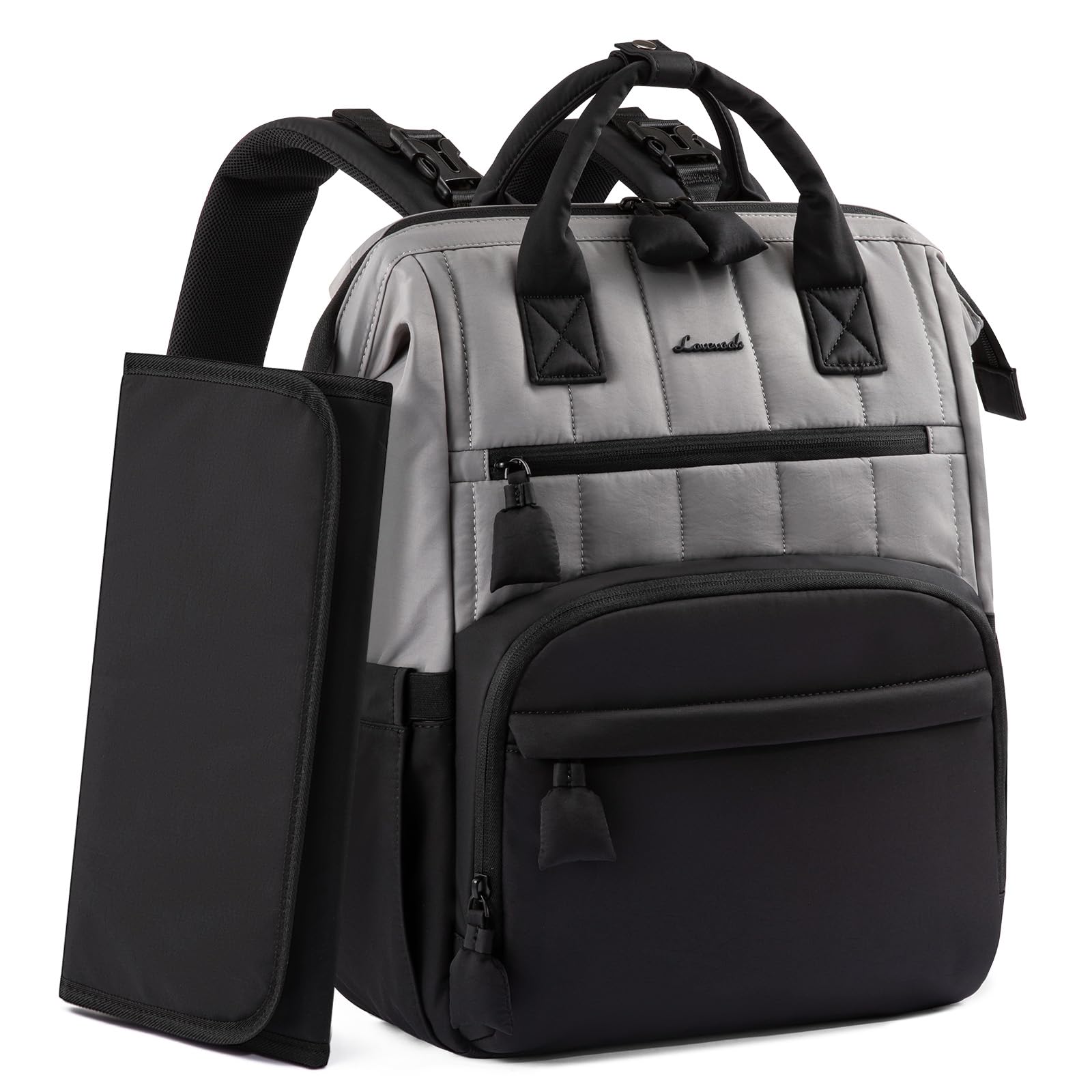 LOVEVOOK Wickeltaschen für Babys, Schwarz / Grau, M, Klassisch