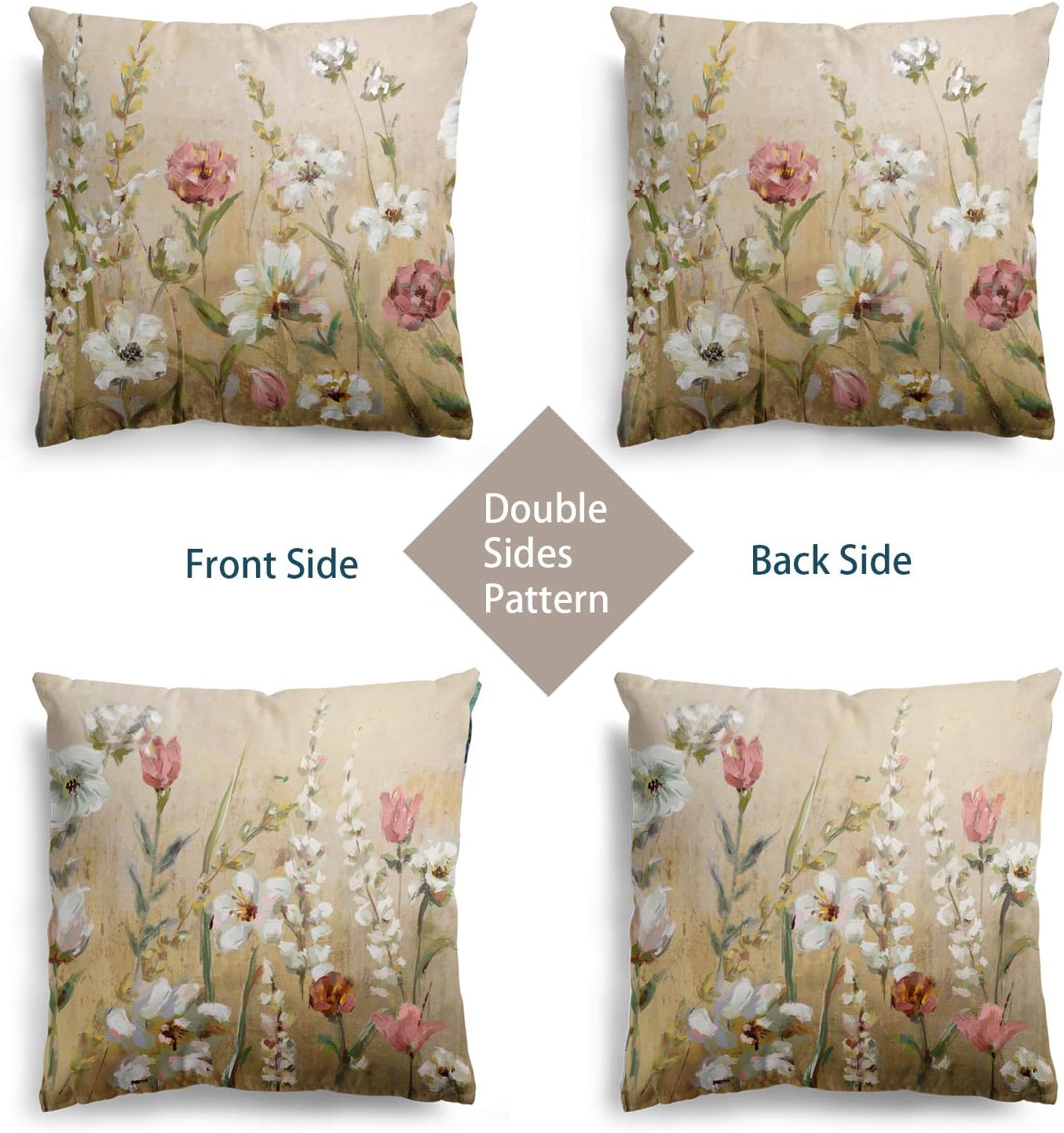 YIYIE Flower Throw Pillow Covers for Couch Sofa Bed, Pack of 2 16x16 Inch Decorative Cushion Cases, Soft Square Pillowcase Cover for Bedroom Living Room Home Seat Decor : Home & Kitchen