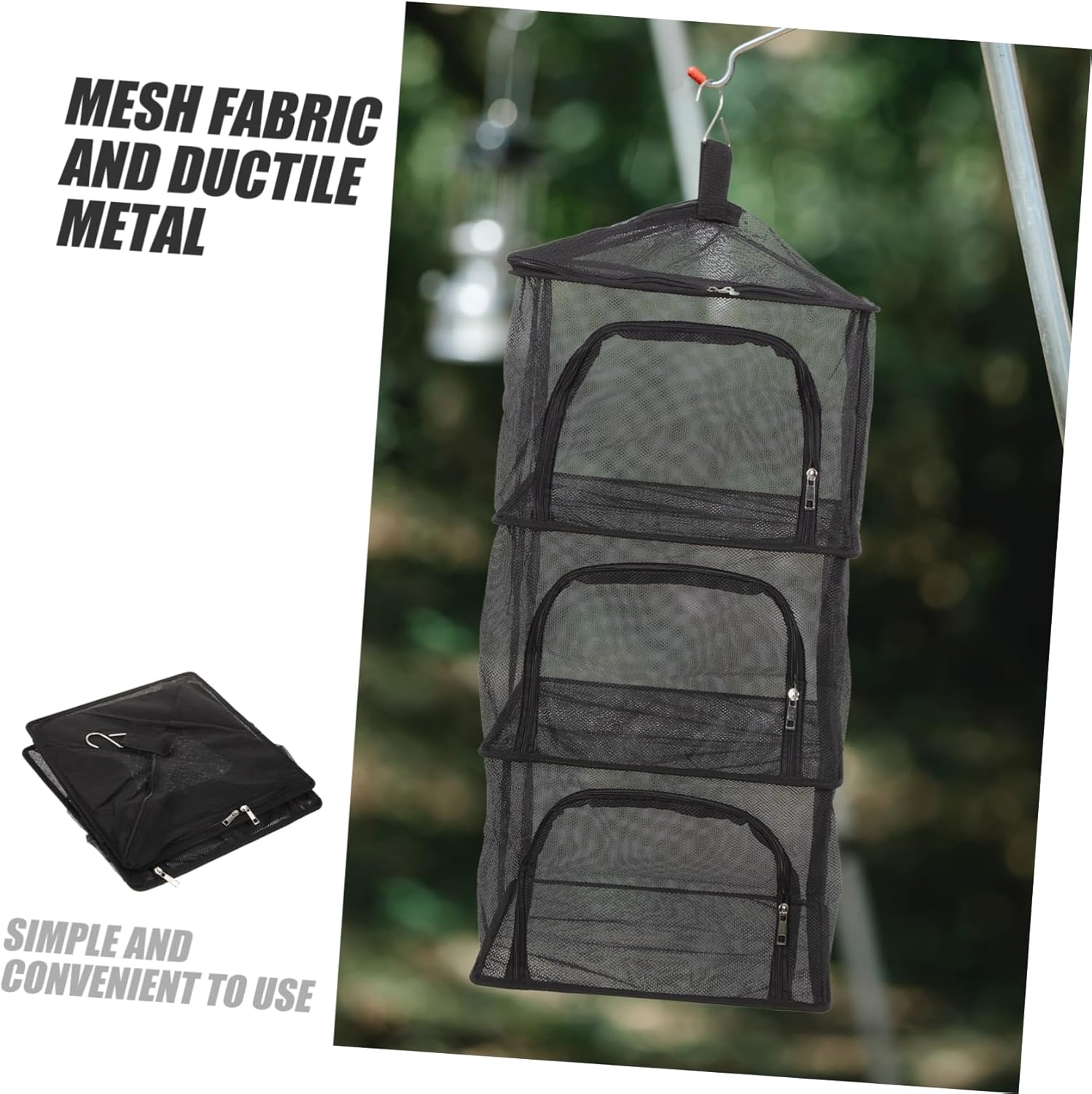 Practical Outdoor Drying Net Folding Laundry Rack Multi-Function Fruit Basket Breathable Mesh Dryer Storage Bag Zipper Drying Net