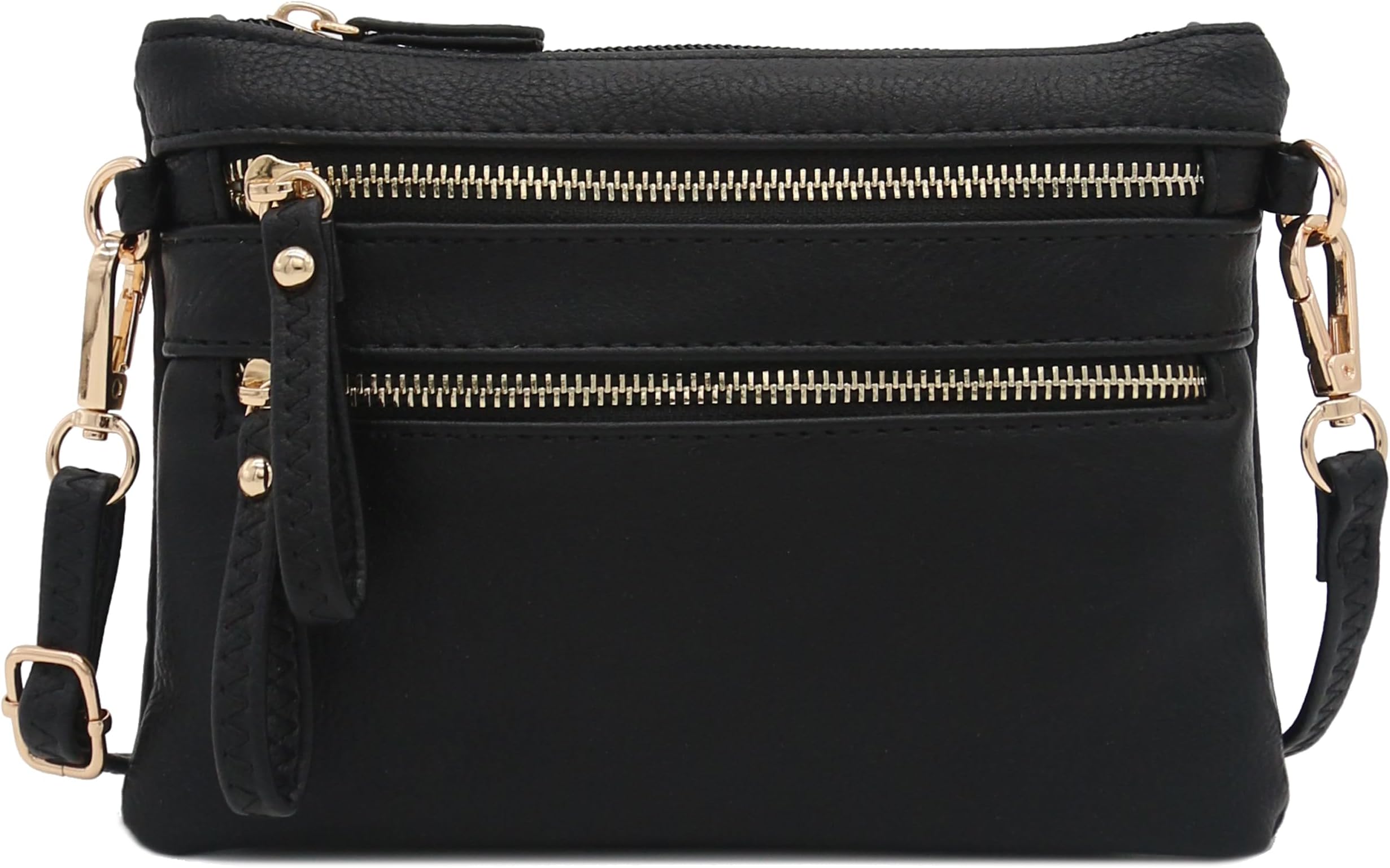 Multi Zipper Pocket Small Wristlet Crossbody Bag