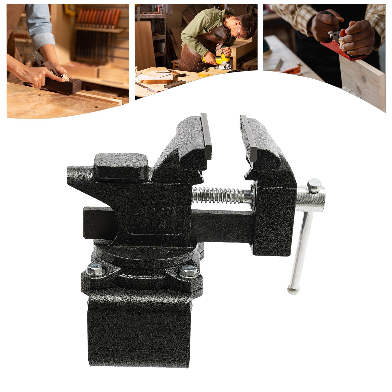 Étau Pince Pince Établi Dispositif d'établi en fonte d'acier Montage Étau Étau de montage Étau 270 degrés 100 mm 115 mm Ouverture 55 mm Pinces de table Bois Métal Atelier (Noir, 4,5")