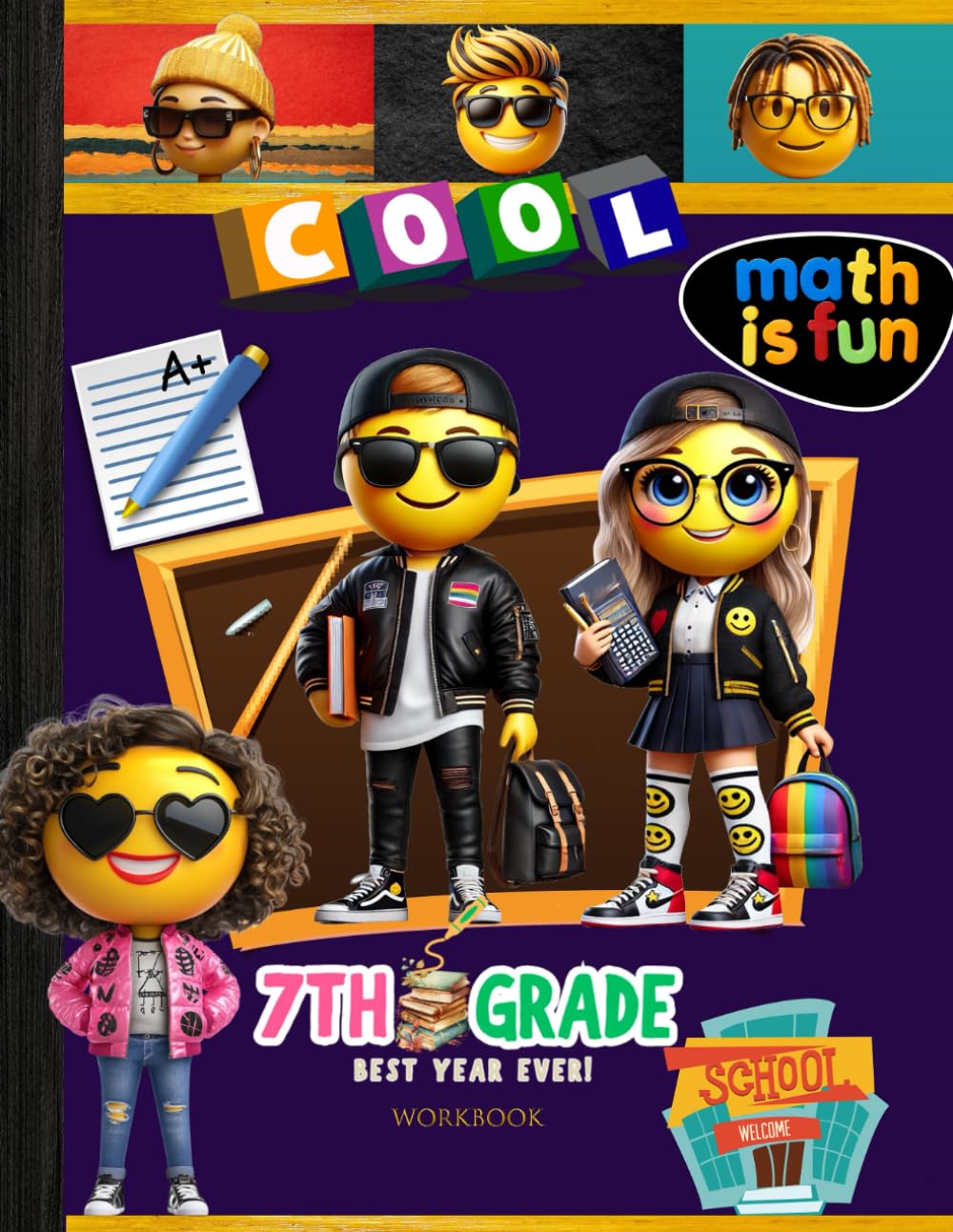 7th Grade Math Workbook: Grade 7th Student Homeschool Basic to Advanced Mathematics Curriculum Worksheets & Study Guide: Teacher Answer Key, Grades Tracker Sheets and End-of-Year-Elevation Form