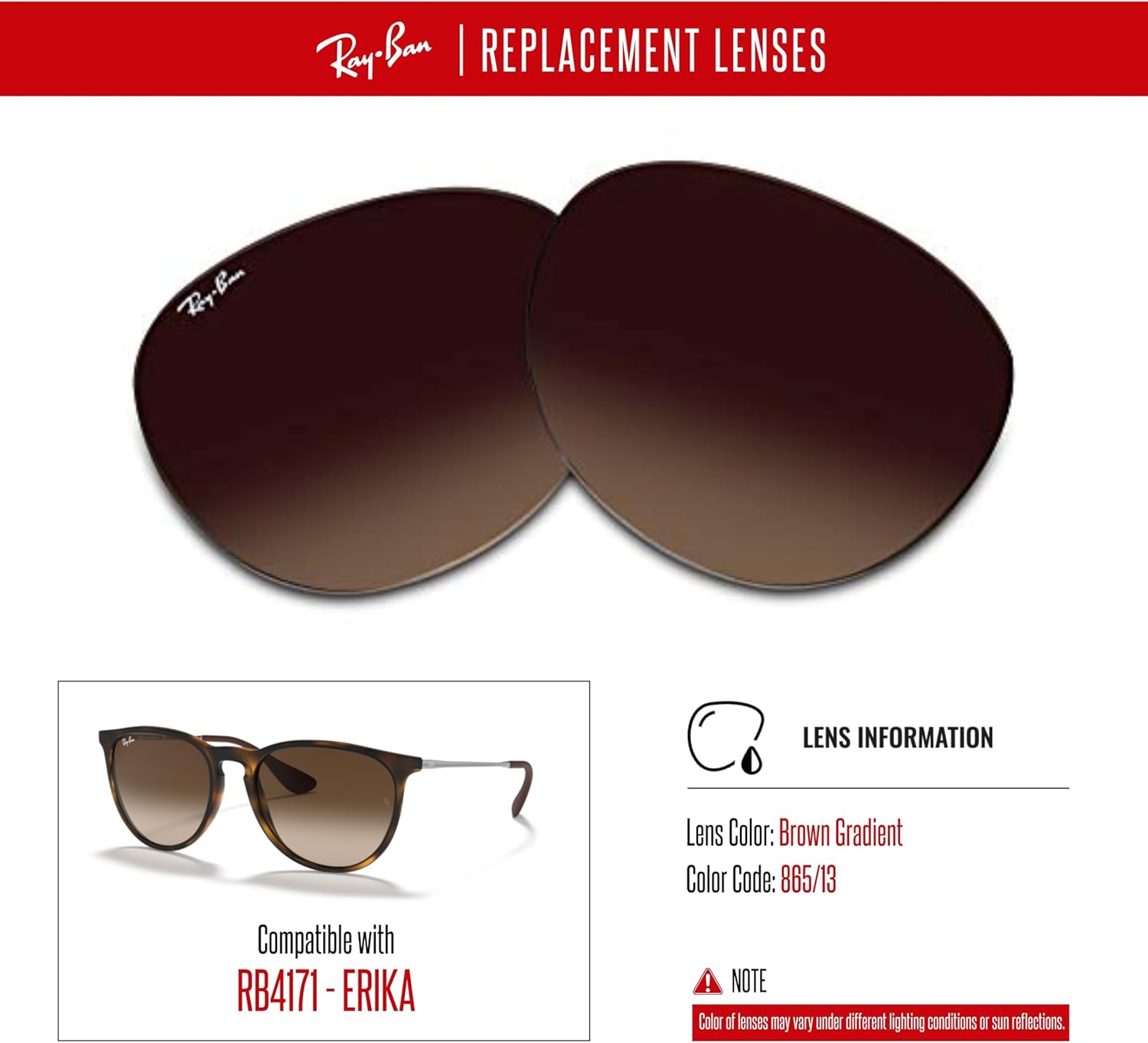 Ray-Ban Original RB4171 ERIKA Replacement Lenses For Women+BUNDLE with ACCESSORY EYEWEAR KIT - Image 3