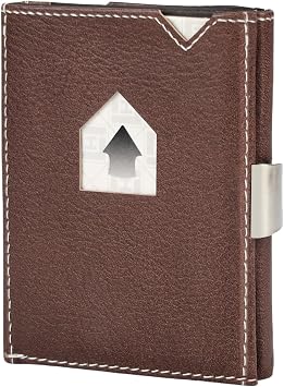 Men's Wallet, Genuine Leather RFID Blocking Slim Money Clip Wallet Minimalist Front Pocket Tri-Fold Money Clip Credit Card Holder with Present Box, Brown, Minimalist
