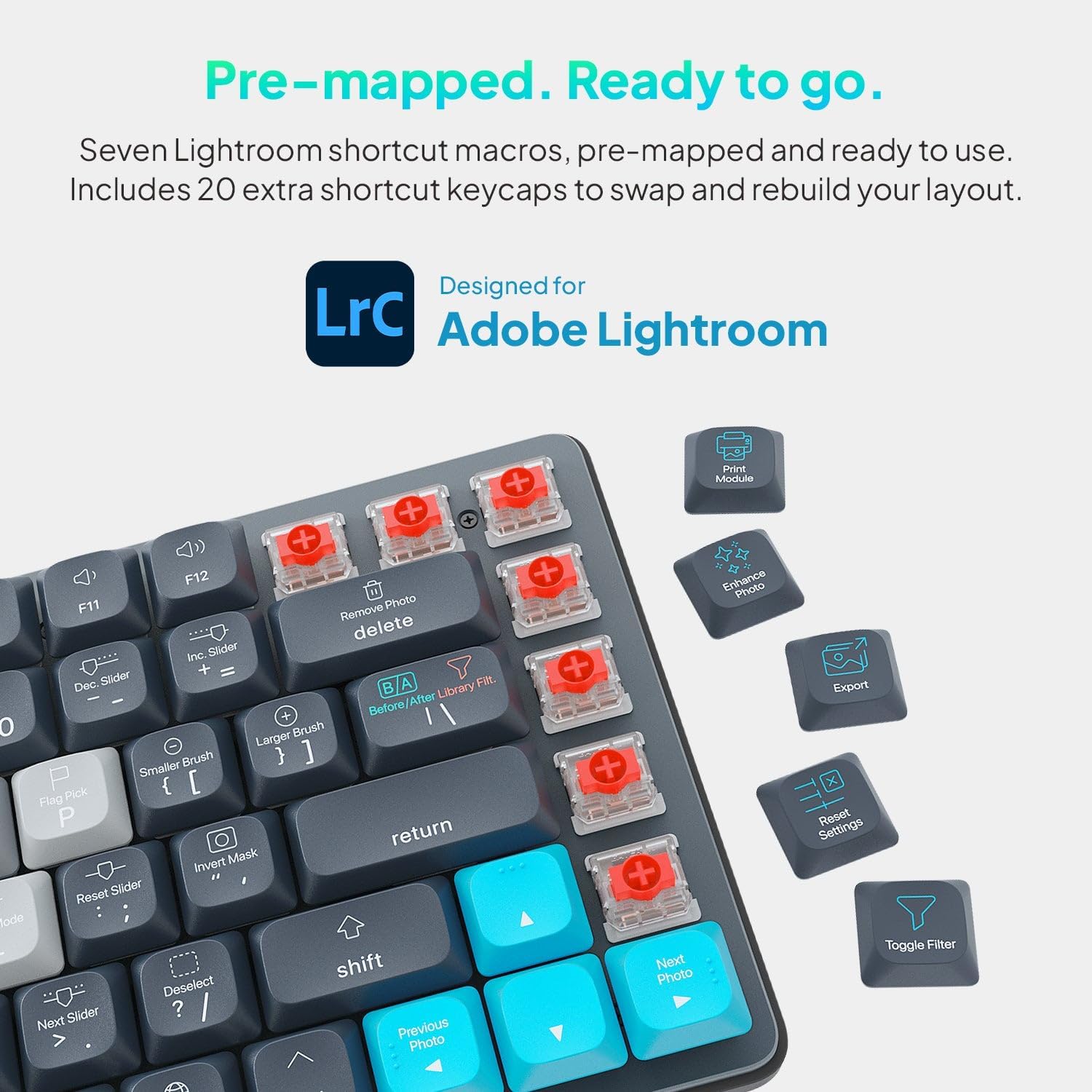 JCPAL Dash Adobe Lightroom Wireless Shortcut Keyboard for Mac/PC image 2