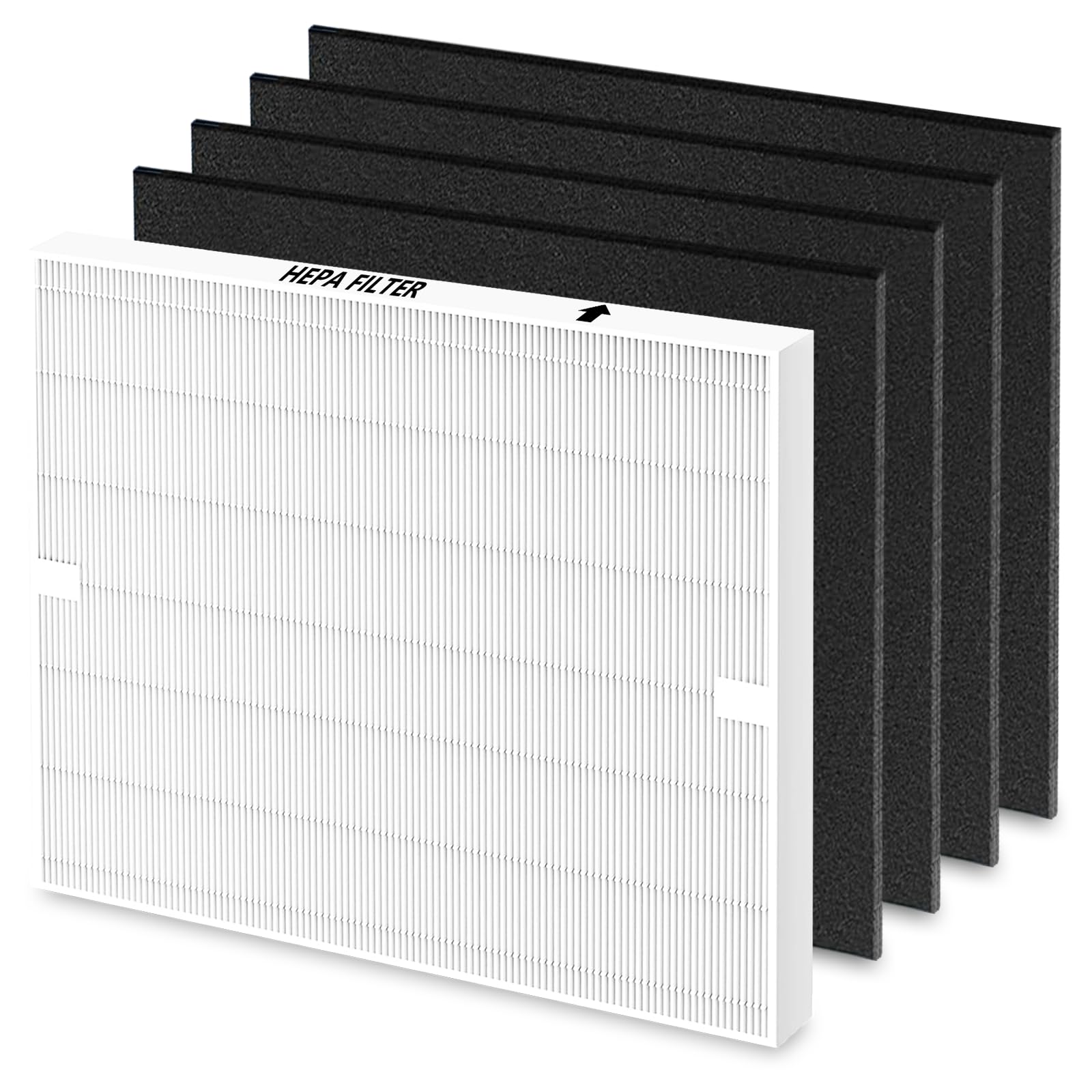 AP-1512HH Replacement Filter for Coway Airmega AP-1512HH and 200M Series Air Purifiers, Funmit 1 Pack High Efficiency Filter and 4 Pack Activated Carbon Pre-Filters, Compared to Part # 3304899