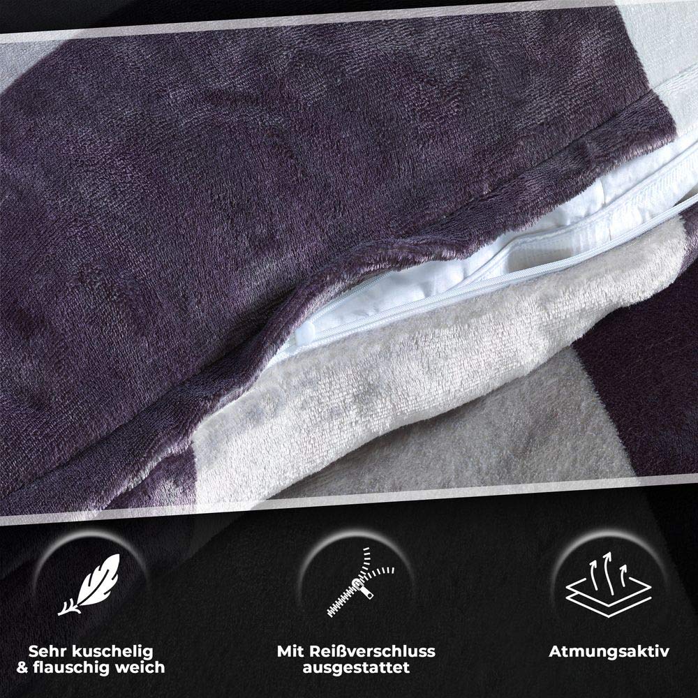 MALIKA® Przytulna zimowa pościel pluszowa Cashmere Touch Coral Fleece z poszewką na poduszkę 80 x 80 cieplejsza niż flanela lub flanela, rozmiar: 200 x 200 + 2 x 80 x 80, wzór - motyw: wzór 1