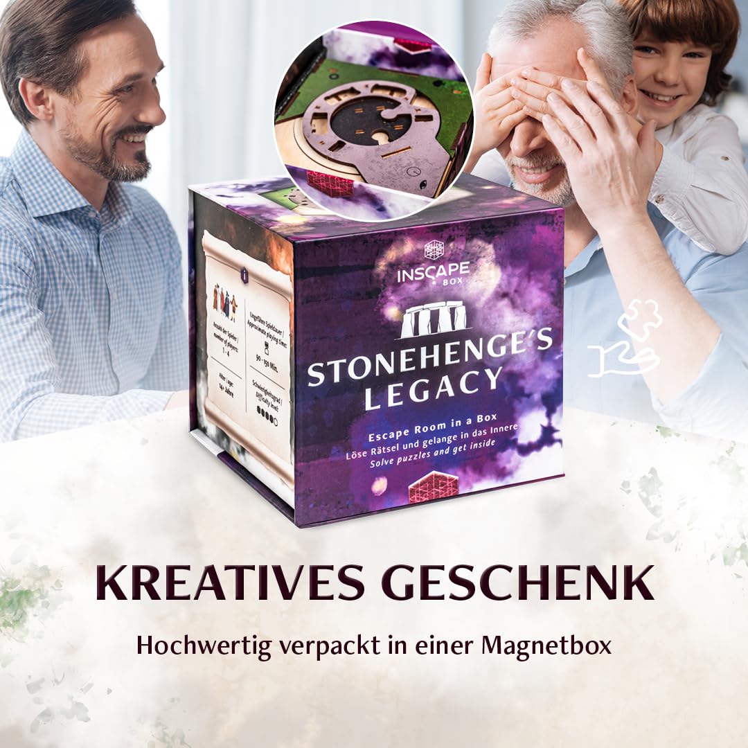 INSCAPE Cluebox Stonehenge´s Legacy interaktives 3D Holzpuzzle mit geheimen Mechanismen - Erlebe das Escape Room Spiel– Ideal für Rätselfans und Erwachsene - Rätselbox - Puzzle Box - Geschenk