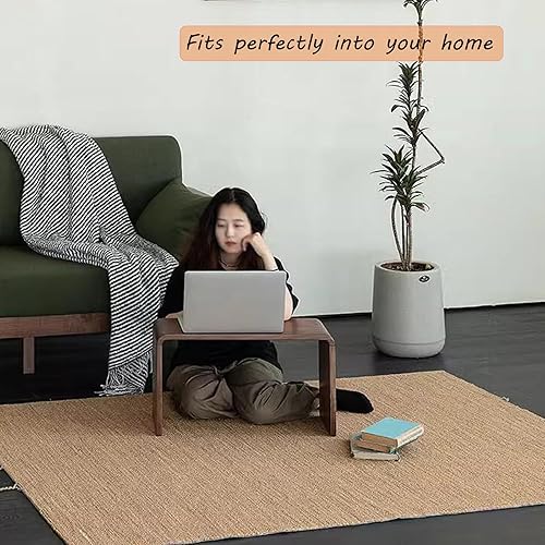 Miniatura 6 de Mesa auxiliar en forma de C de 24.4 pulgadas de alto, mesa auxiliar C de madera maciza para sofá y cama, mesas de sofá que se deslizan debajo para