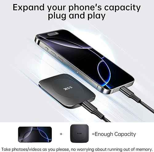 Miniatura 3 de SSK Unidades externas de 1 TB, SSD portátil Velocidad de hasta 550 MBs Disco Duro Tipo C+USB A Unidades de estado sólido rápidas USB-3.2 GEN2 Unidad