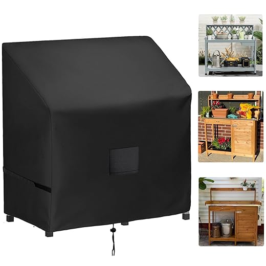 FLYMEI Outdoor Garden Potting Bench Table Cover, Waterproof Windproof Protective Cover for Outdoor Cabinet/Potting Benches for Outside/Garden Table for Planting, 47" x 20" x 47"