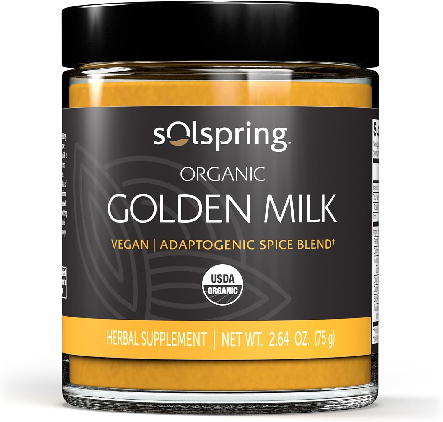 Dr. Mercola Solspring Golden Milk - Adaptogenic Support - Organic Turmeric Ginger Blend - Coconut Milk Base - Vegan Friendly - USDA Organic - 30 Servings
