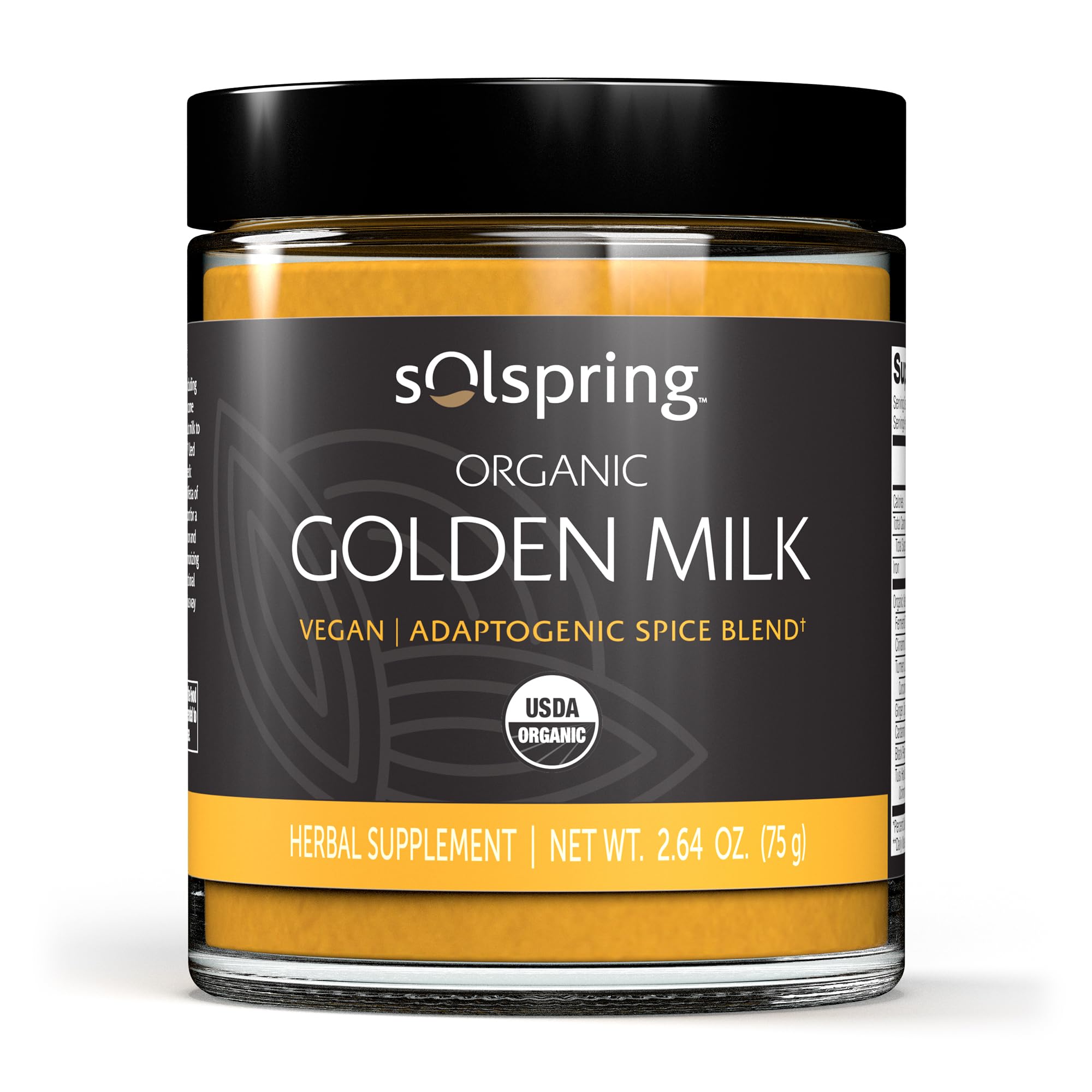 Dr. Mercola Solspring Golden Milk - Adaptogenic Support - Organic Turmeric Ginger Blend - Coconut Milk Base - Vegan Friendly - USDA Organic - 30 Servings 2.64 Ounce (Pack of 1)