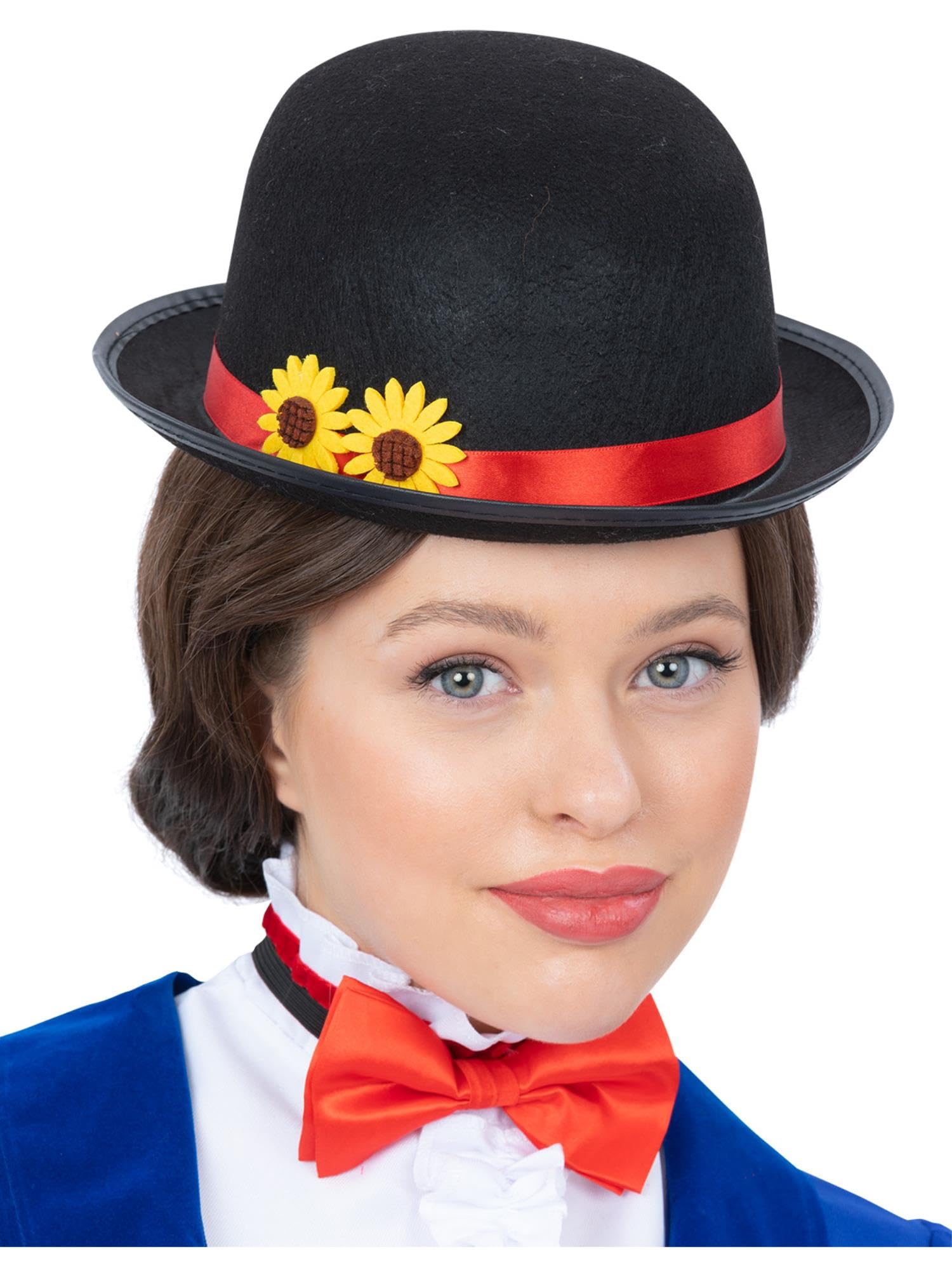 Smiffys Adult Victorian Nanny Kit with Bowler Hat & Bow Tie, Historical Fancy Dress, Adult Dress Up Hats
