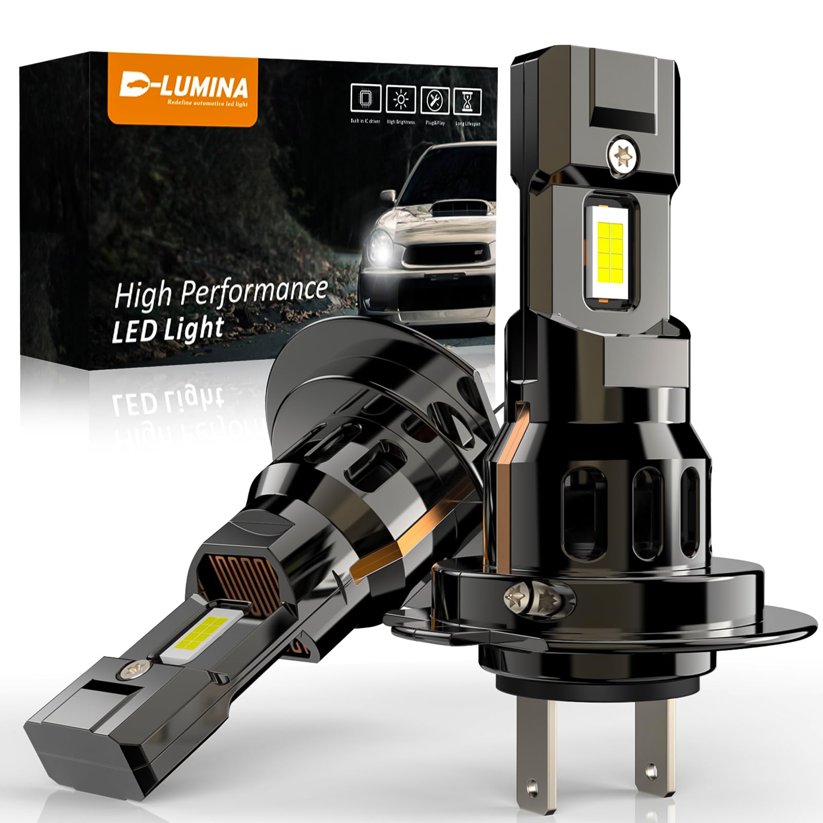 D-Lumina Lampadine H7 LED Canbus 60W 12000LM,Fendinebbia Abbaglianti e Anabbaglianti,Mini Formato 1:1,Facile Installazione lampadina Alogena di Ricambio All-in-one