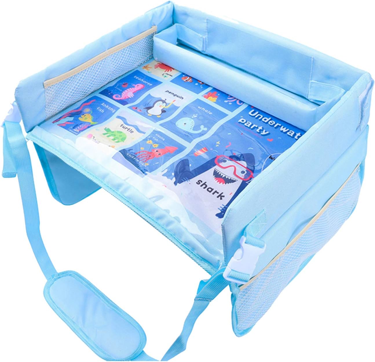 Kids Travel Tray - Toddlers Car Seat Tray Organizer -Tablet and Cup Holder - Waterproof Snack Lap Tray - Organizer Lap Desk for Car Seats, Strollers, Air Travel