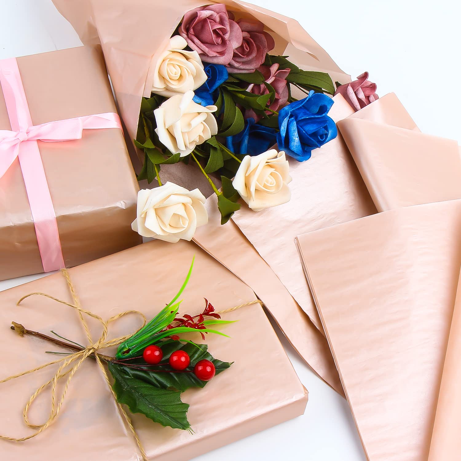 LHLZNB Carta Velina Rosa E Oro 150g Per Confezioni Regalo - Riempi Per Scatole Regalo Con Carta Sminuzzata - Ecologica E Riutilizzabile