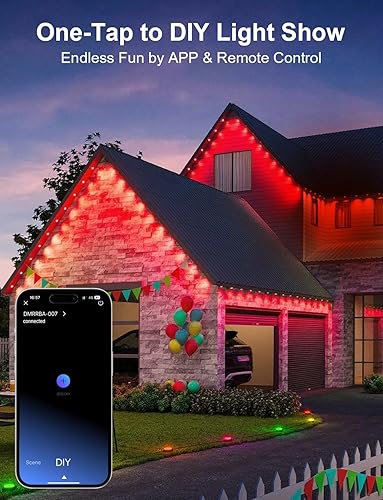 Miniatura 4 de Nexillumi Luces permanentes para exteriores de 400 pies para casa, 2025 nuevas luces de Navidad RGB inteligentes al aire libre con control remoto de